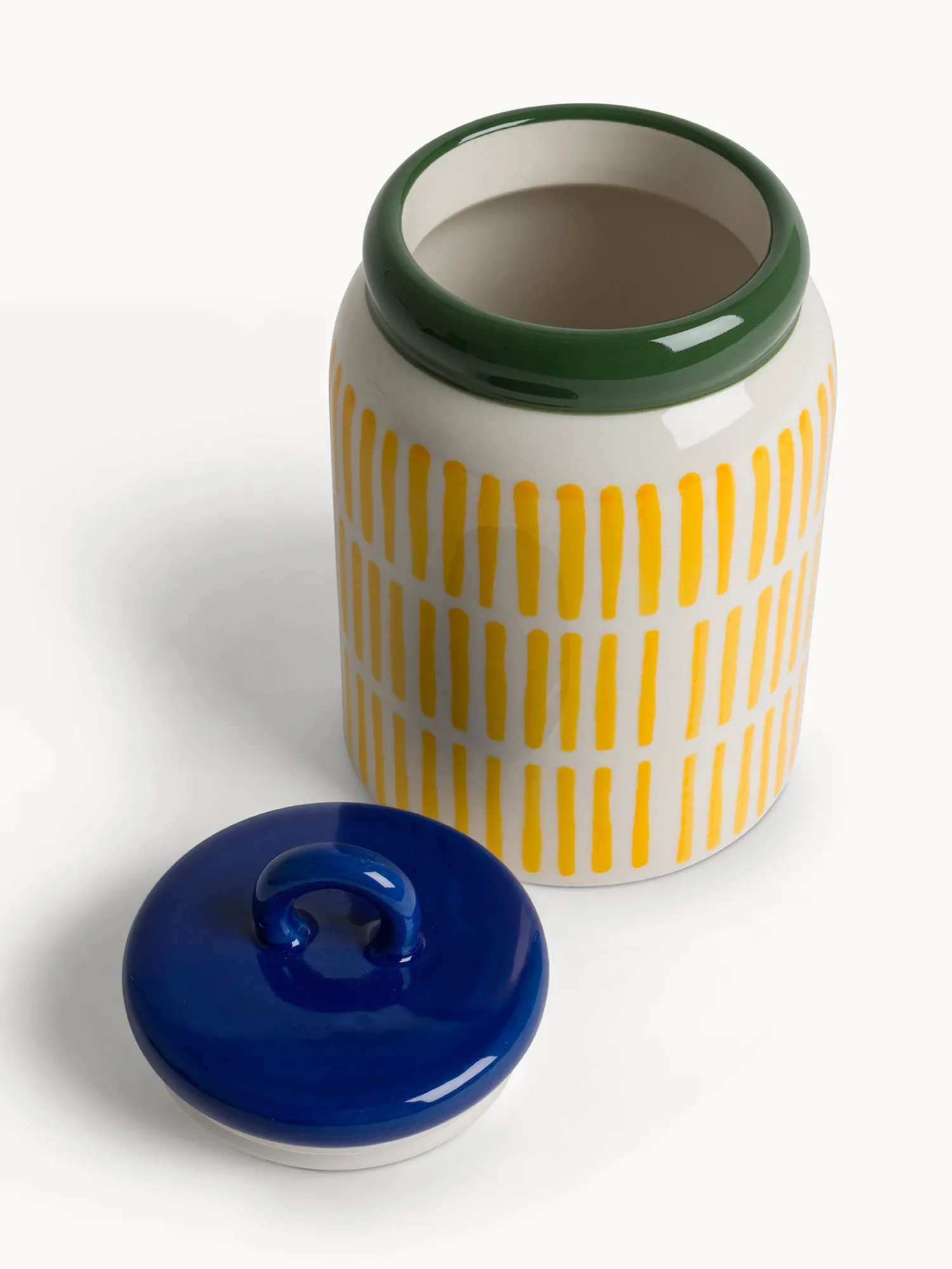 Barattolo in ceramica a righe