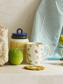 Barattolo in ceramica a righe