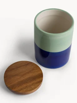 Barattolo in ceramica a righe