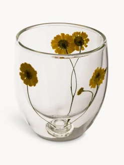 coincasa Bicchiere in vetro borosilicato doppio con fiori