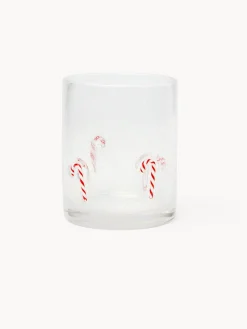 coincasa Bicchiere in vetro con applicazioni bastoncini di zucchero