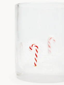coincasa Bicchiere in vetro con applicazioni bastoncini di zucchero