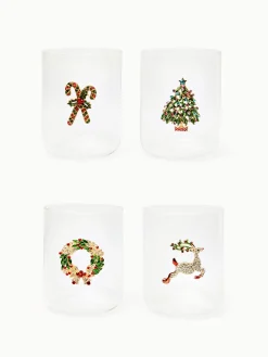 coincasa Bicchieri acqua in vetro con applicazioni natalizie