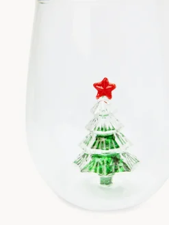 coincasa Bicchieri in vetro borosilicato dettaglio alberi paillettes