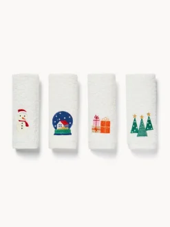 Box 4 lavette in spugna di cotone ricamo natalizio