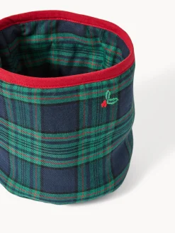 coincasa Cestino da cucina in twill di cotone con ricami agrifoglio