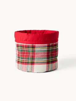 coincasa Cestino rotondo tartan in puro cotone tinto filo