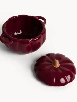 Contenitore con coperchio in porcellana a forma di zucca