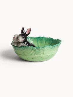 coincasa Coppa in ceramica a foglia con conigli applicati