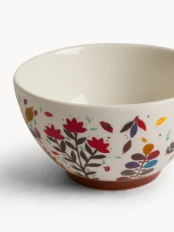 Coppetta in stoneware motivo foglioline