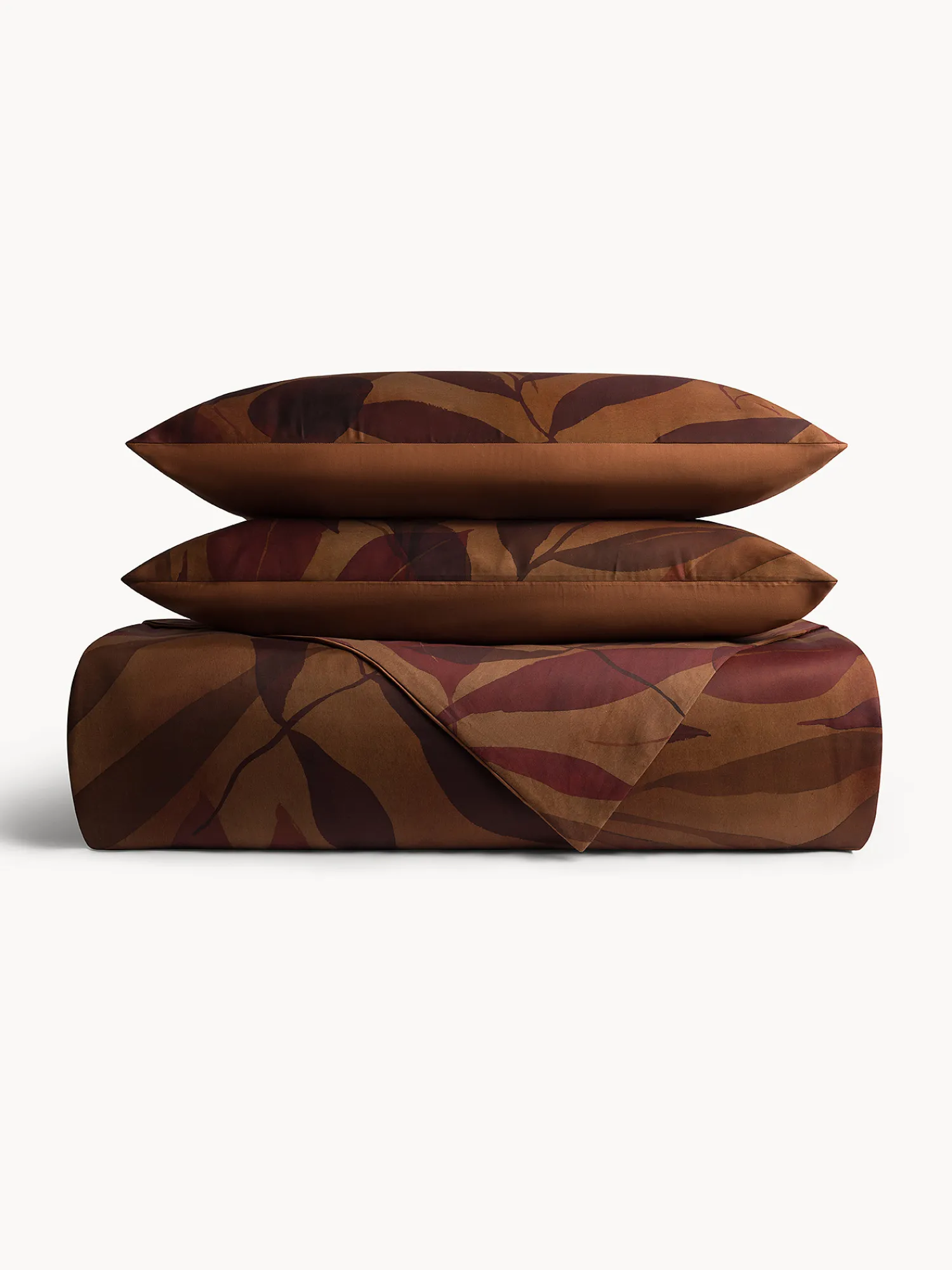 coincasa Copripiumino in raso di cotone stampa foliage