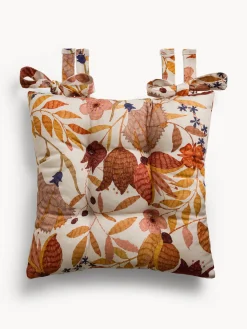 coincasa Cuscino da sedia con lacci in panama di puro cotone stampa foliage