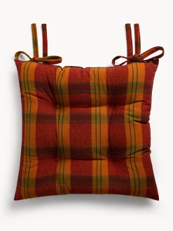 coincasa Cuscino da sedia con lacci motivo check in puro cotone tinto filo