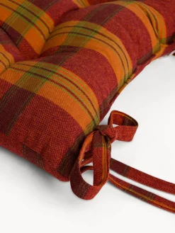 coincasa Cuscino da sedia con lacci motivo check in puro cotone tinto filo