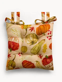 coincasa Cuscino da sedia con lacci in panama di puro cotone stampa zucche