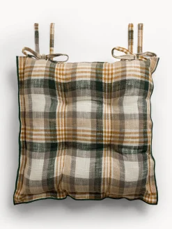 coincasa Cuscino da sedia con lacci motivo check in puro cotone tinto filo