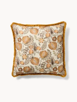 coincasa Cuscino 45x45 cm con stampa melograno e frangette