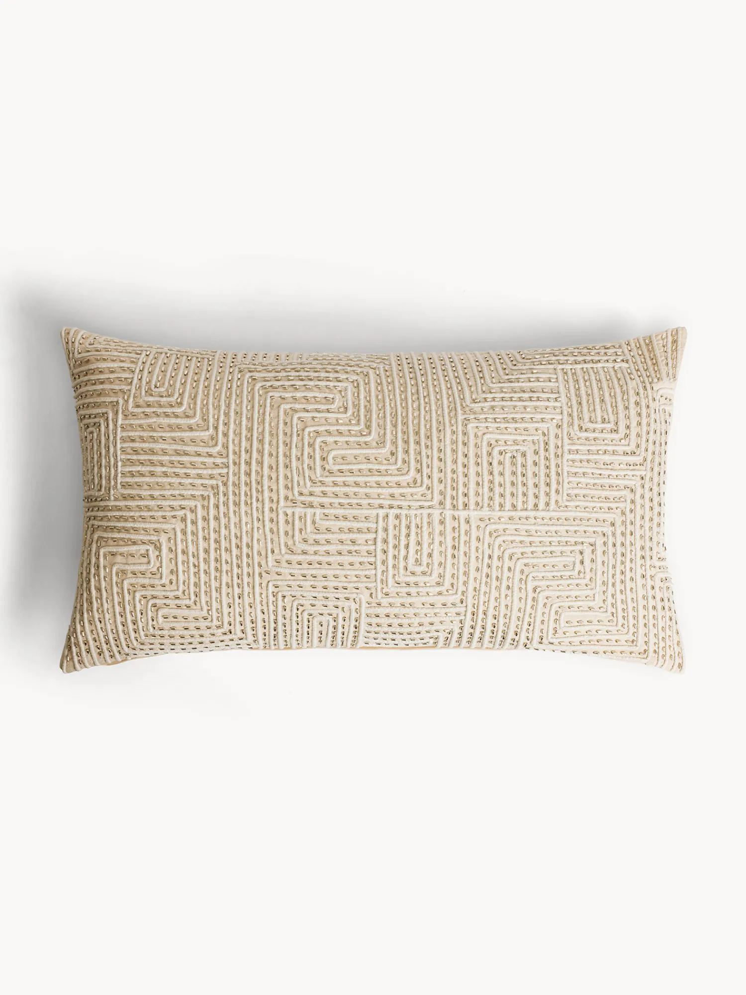 coincasa Cuscino 35x65 cm in cotone con motivo geometrico e applicazioni perline