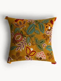 coincasa Cuscino 45x45 cm in cotone con ricami e nappe