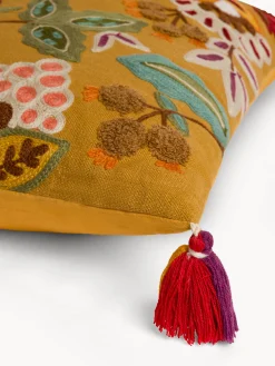 coincasa Cuscino 45x45 cm in cotone con ricami e nappe