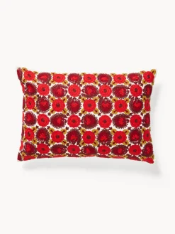 coincasa Cuscino 35x50 in cotone con ricamo floreale a catenella