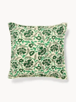 coincasa Cuscino 50x50 in garza di cotone stampato con frangette