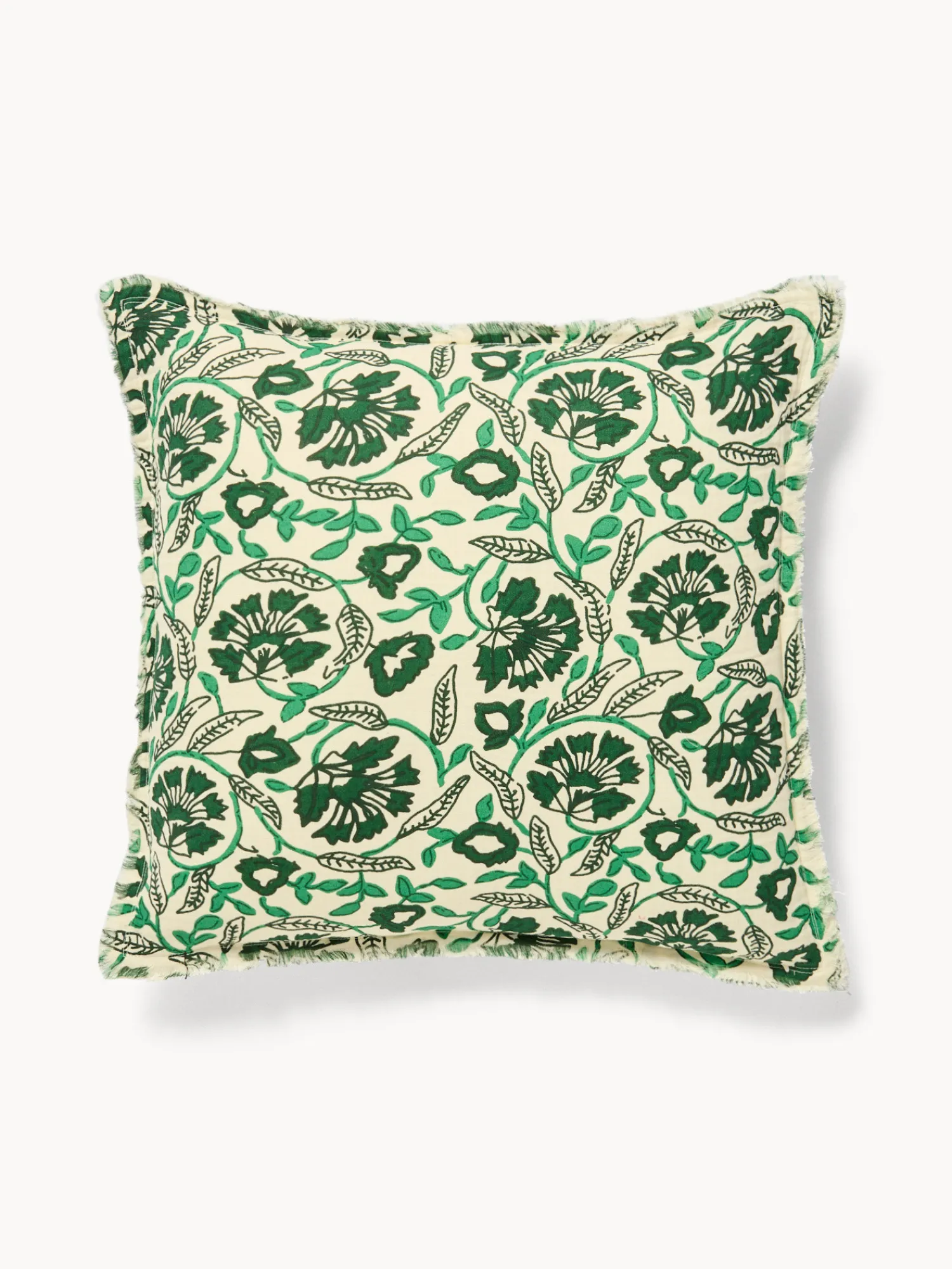 coincasa Cuscino 50x50 in garza di cotone stampato con frangette