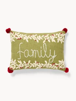 coincasa Cuscino 35x50 ricamo family con pompon