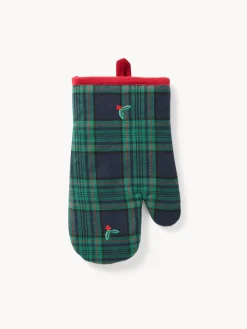 coincasa Guanto da cucina in twill di cotone con ricami agrifoglio