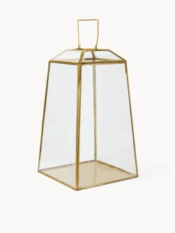 coincasa Lanterna in vetro con finitura dorata