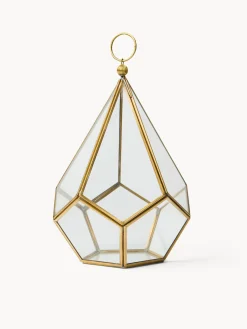 coincasa Lanterna in vetro con finitura dorata