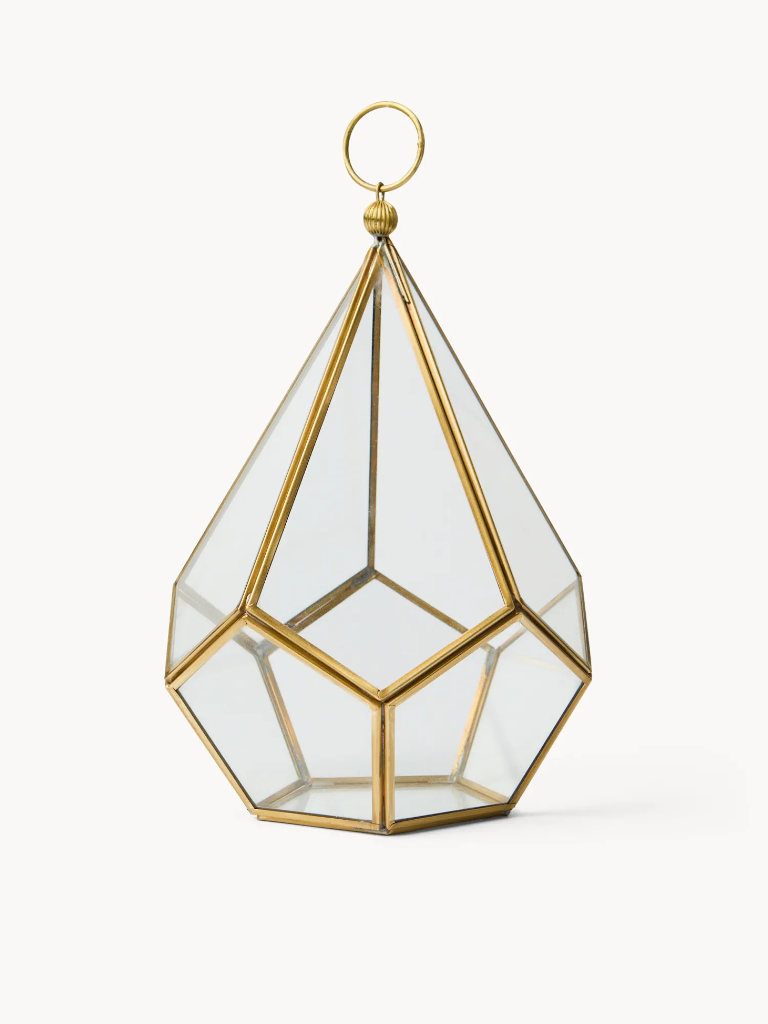 coincasa Lanterna in vetro con finitura dorata
