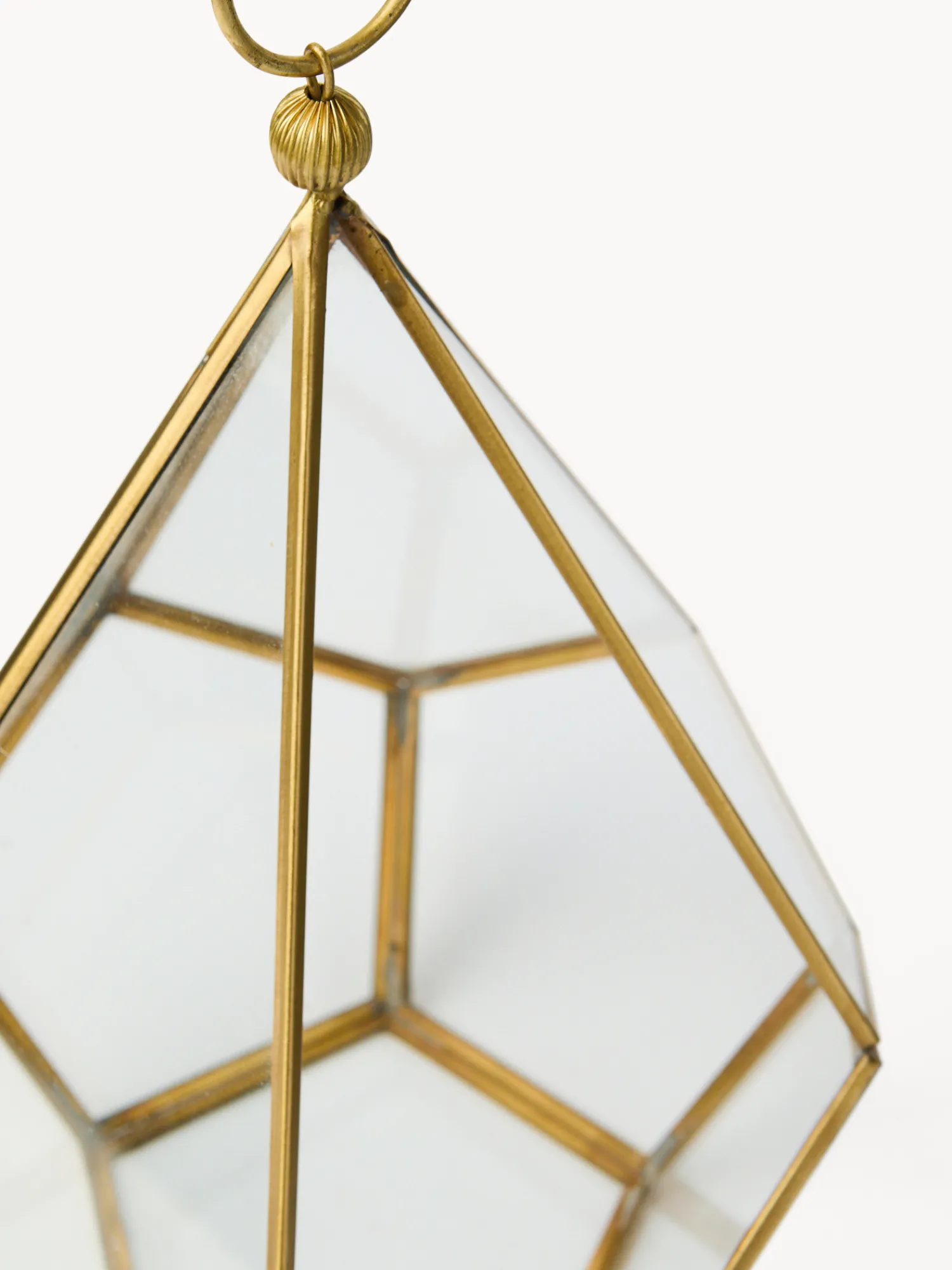 coincasa Lanterna in vetro con finitura dorata
