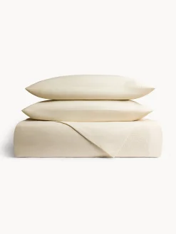 coincasa Lenzuolo liscio in puro cotone lavato con ricamo