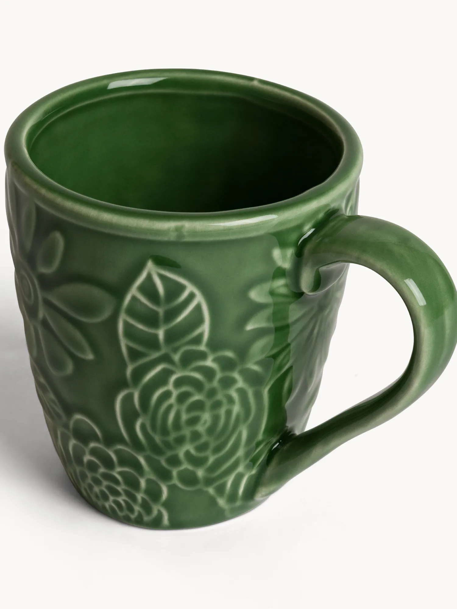 coincasa Mug in stoneware con fiori in rilievo