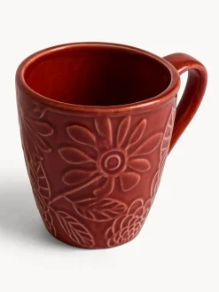 coincasa Mug in stoneware con fiori in rilievo