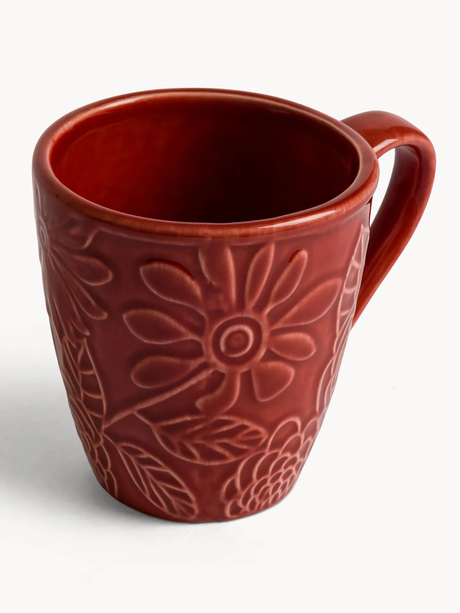 coincasa Mug in stoneware con fiori in rilievo