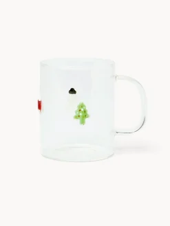 coincasa Mug in vetro borosilicato con applicazioni natalizie