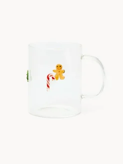 coincasa Mug in vetro borosilicato con applicazioni natalizie