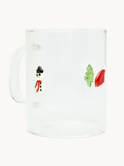 coincasa Mug in vetro borosilicato con applicazioni natalizie