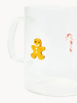 coincasa Mug in vetro borosilicato con applicazioni natalizie