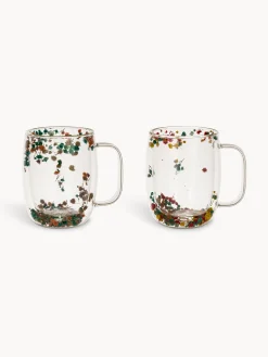 coincasa Mug in vetro doppio con fiori