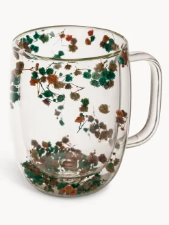 coincasa Mug in vetro doppio con fiori