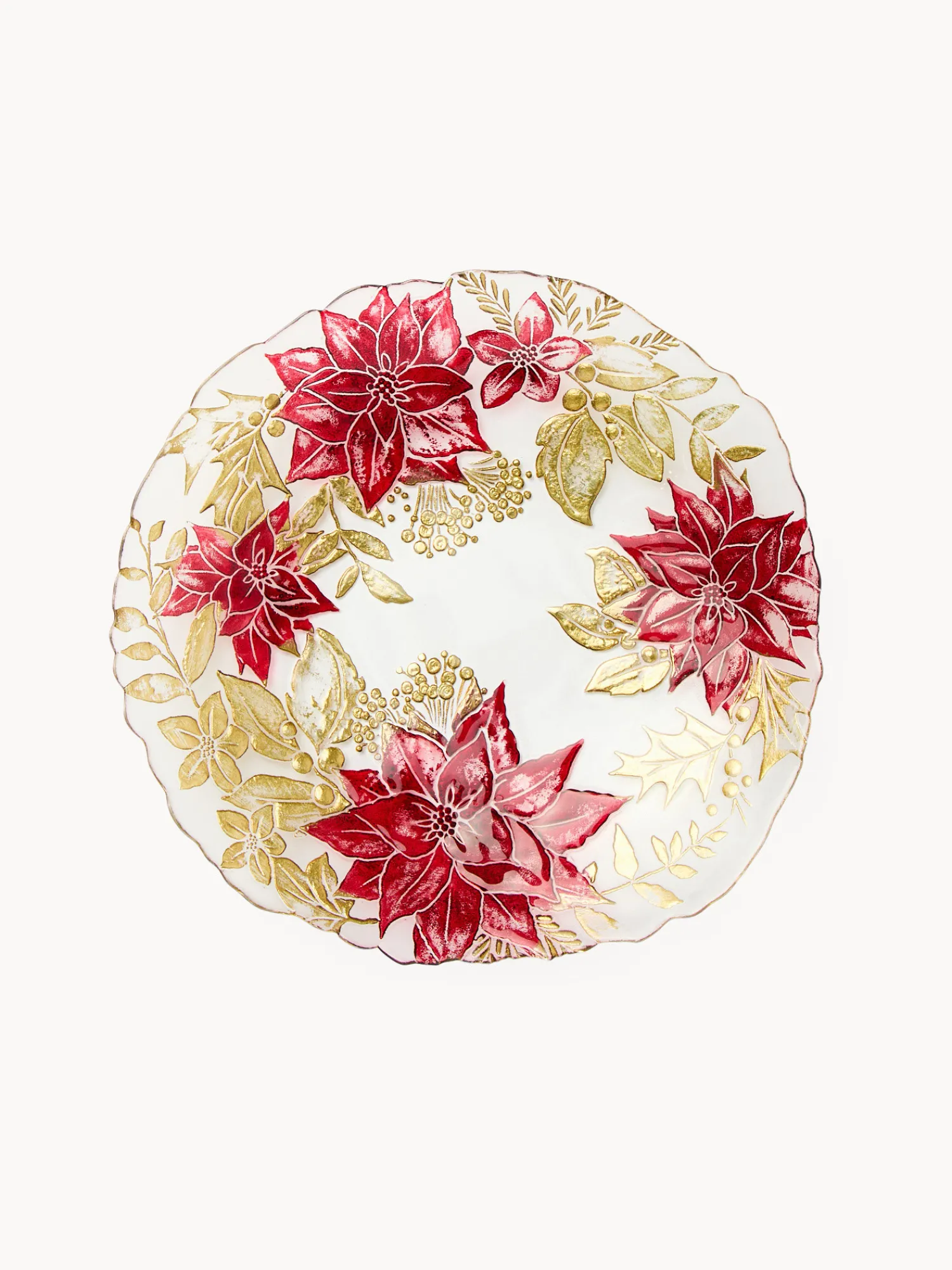 coincasa Piatto da portata in vetro decoro fiore