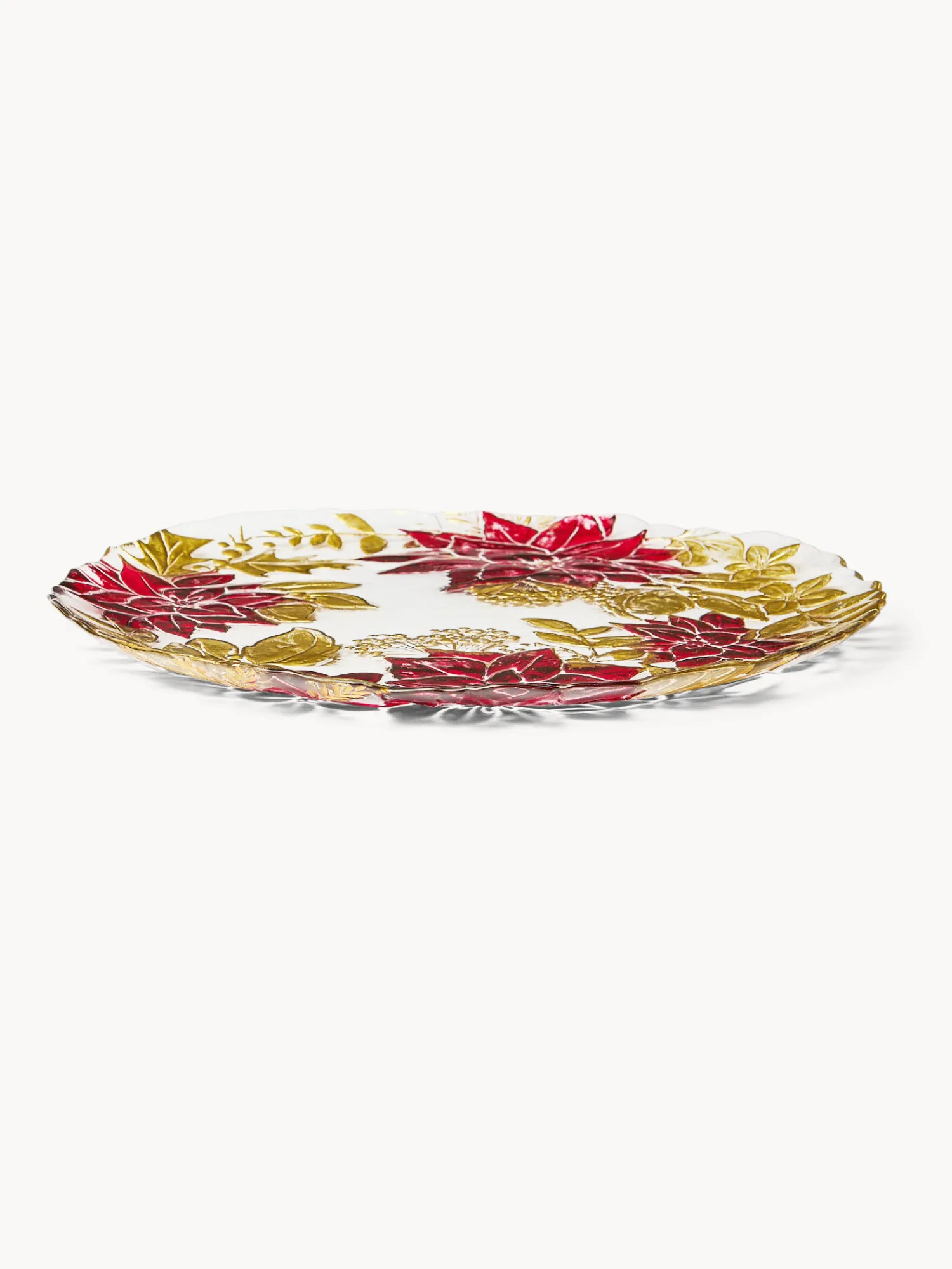 coincasa Piatto da portata in vetro decoro fiore