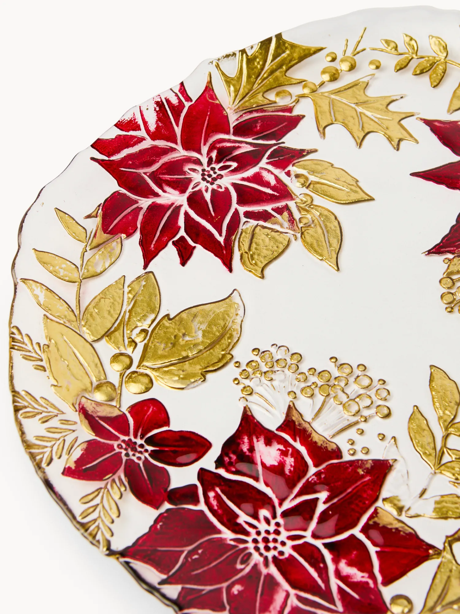 coincasa Piatto da portata in vetro decoro fiore