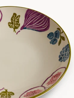 Piatto fondo in ceramica motivo fichi dipinto a mano