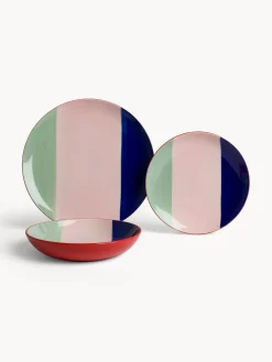 coincasa Piatto frutta in ceramica a righe colorate
