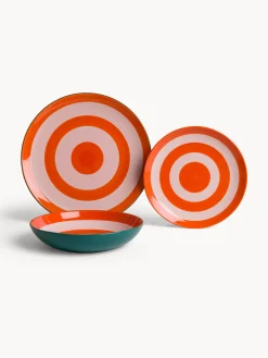 coincasa Piatto frutta in ceramica a righe circolari