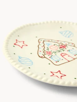 coincasa Piatto frutta in porcellana motivo villaggio di Natale